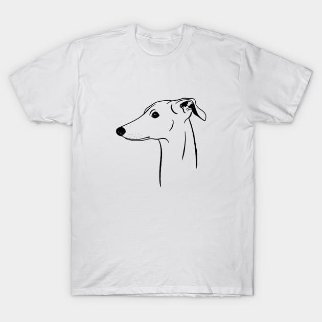 Italian Greyhound (Black and White) T-Shirt by illucalliart